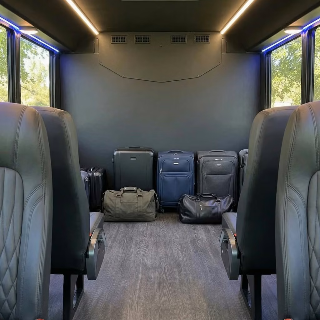 lawndale 20 passenger minibus luggage area
