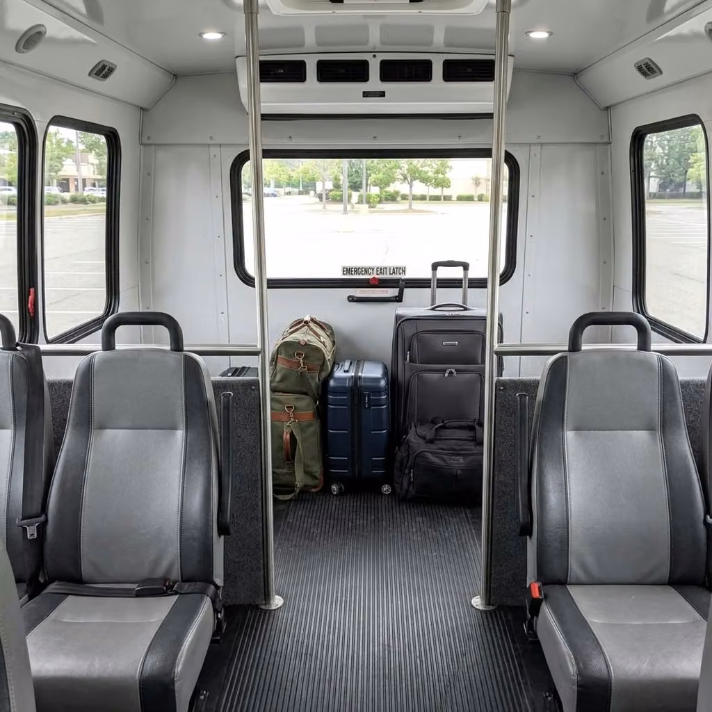 lawndale 28 passenger minibus luggage area