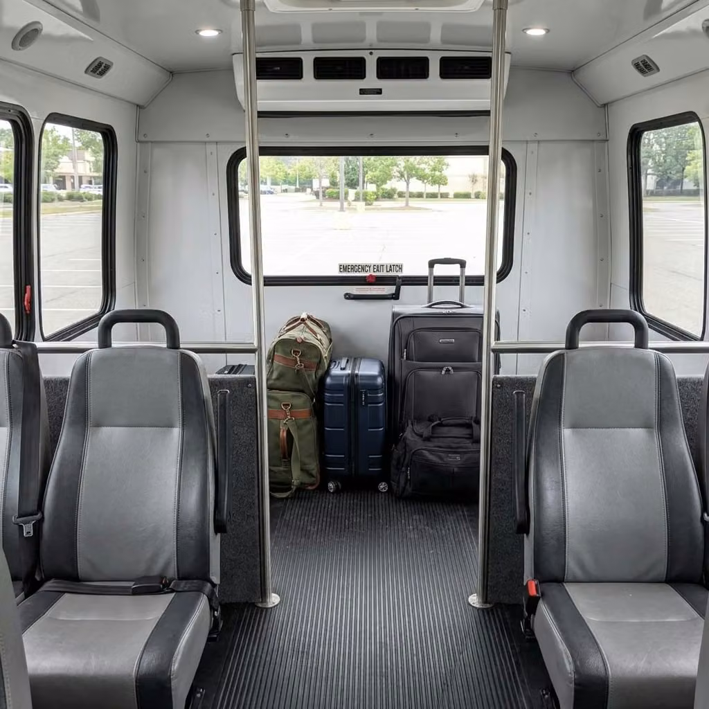 lawndale 30 passenger minibus luggage area