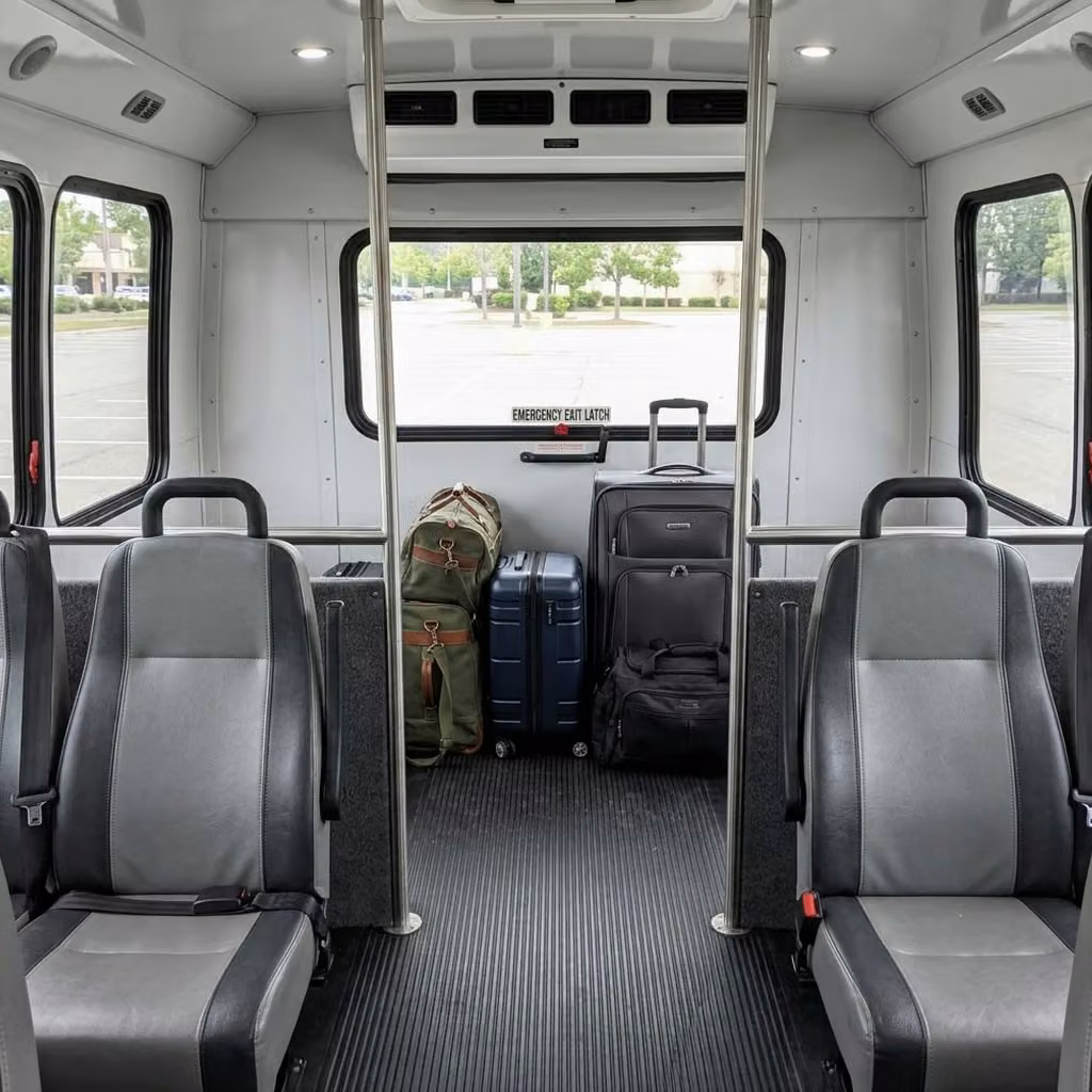 lawndale 35 passenger minibus luggage area