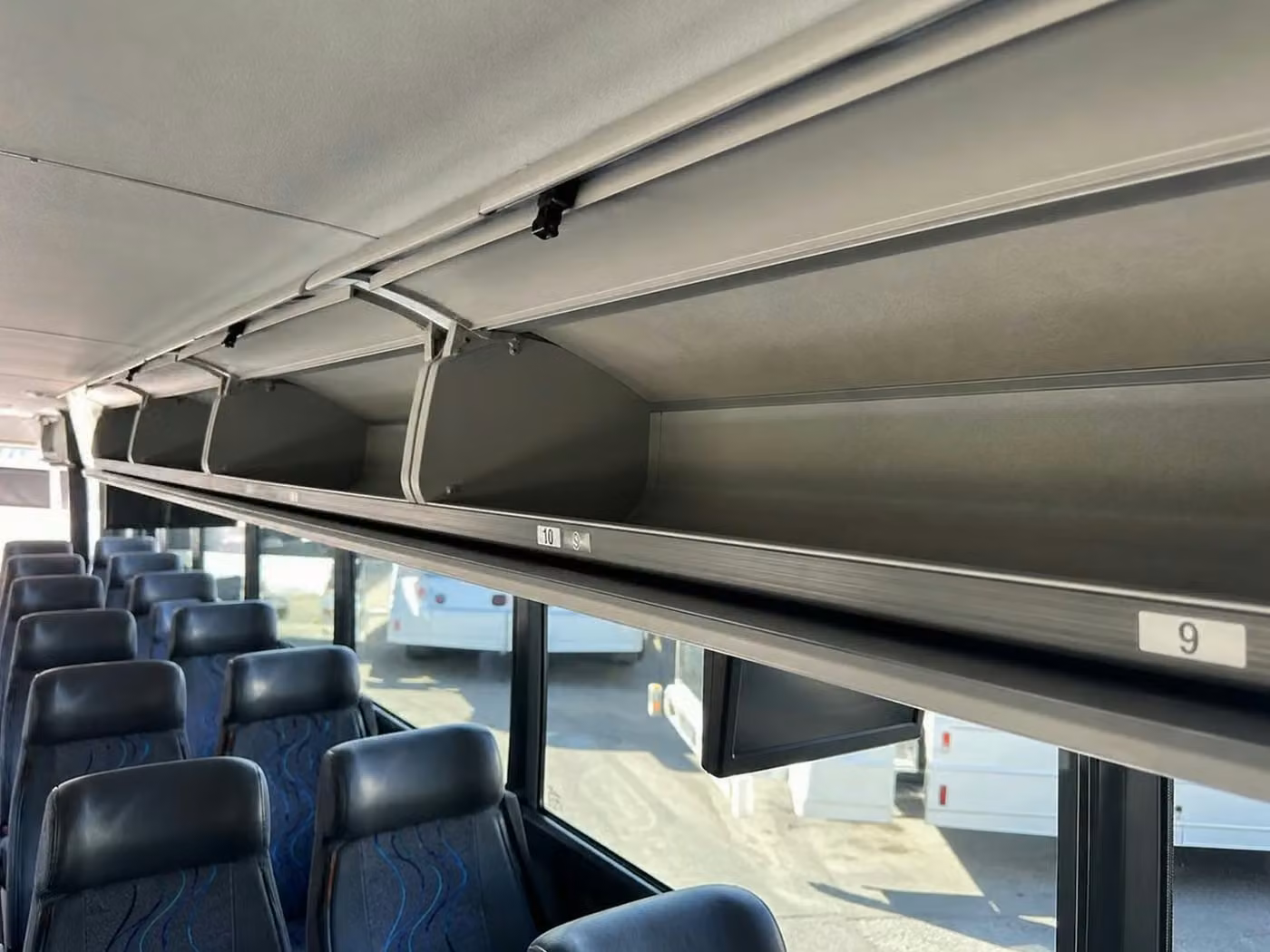 lawndale 35 passenger minibus overhead storage