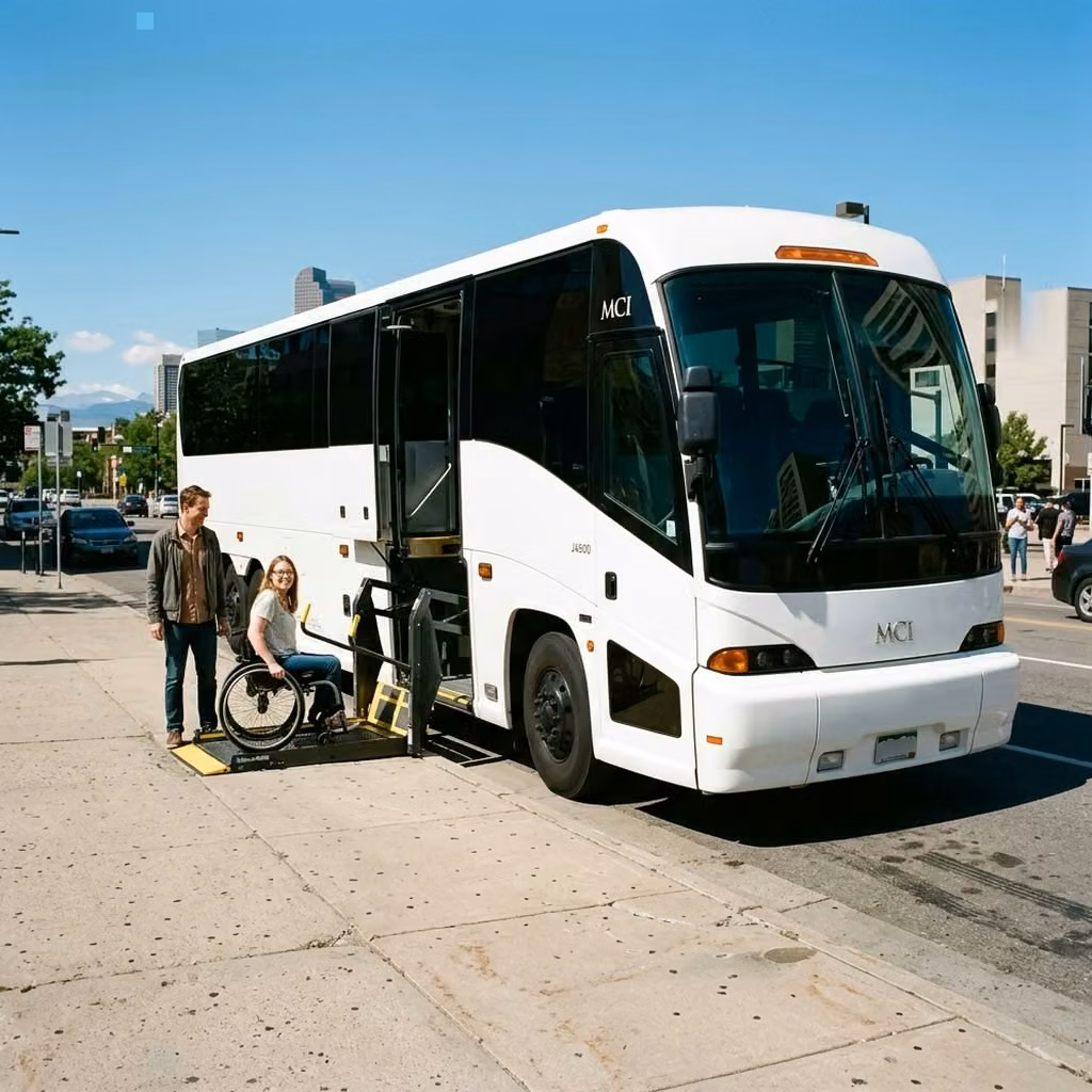 lawndale 56 passenger charter bus wheelchair lift