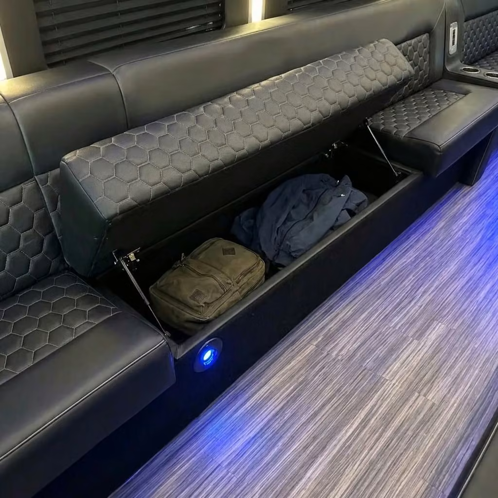 lawndale party bus under seat storage