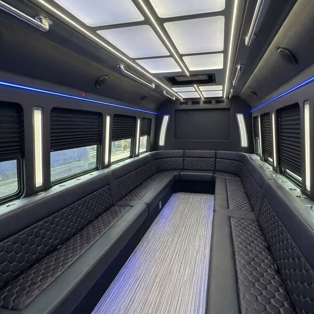 lawndale party bus wraparound seating